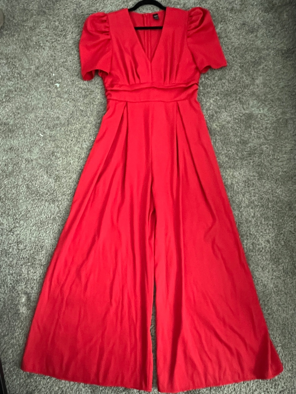 Bold Red Puff Sleeve Jumpsuit